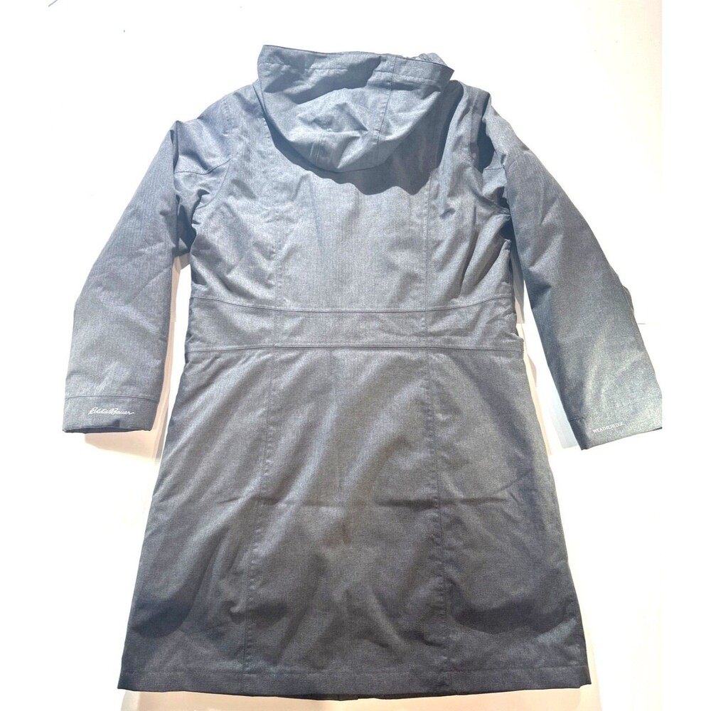 Eddie Bauer Womens Long Quilted Hooded Girl On The Go Jacket Gray Water-Resistan - Picture 2 of 14
